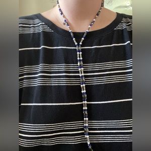 Magnetic Stone Necklace/bracelet - Blue Gray White- Beaded